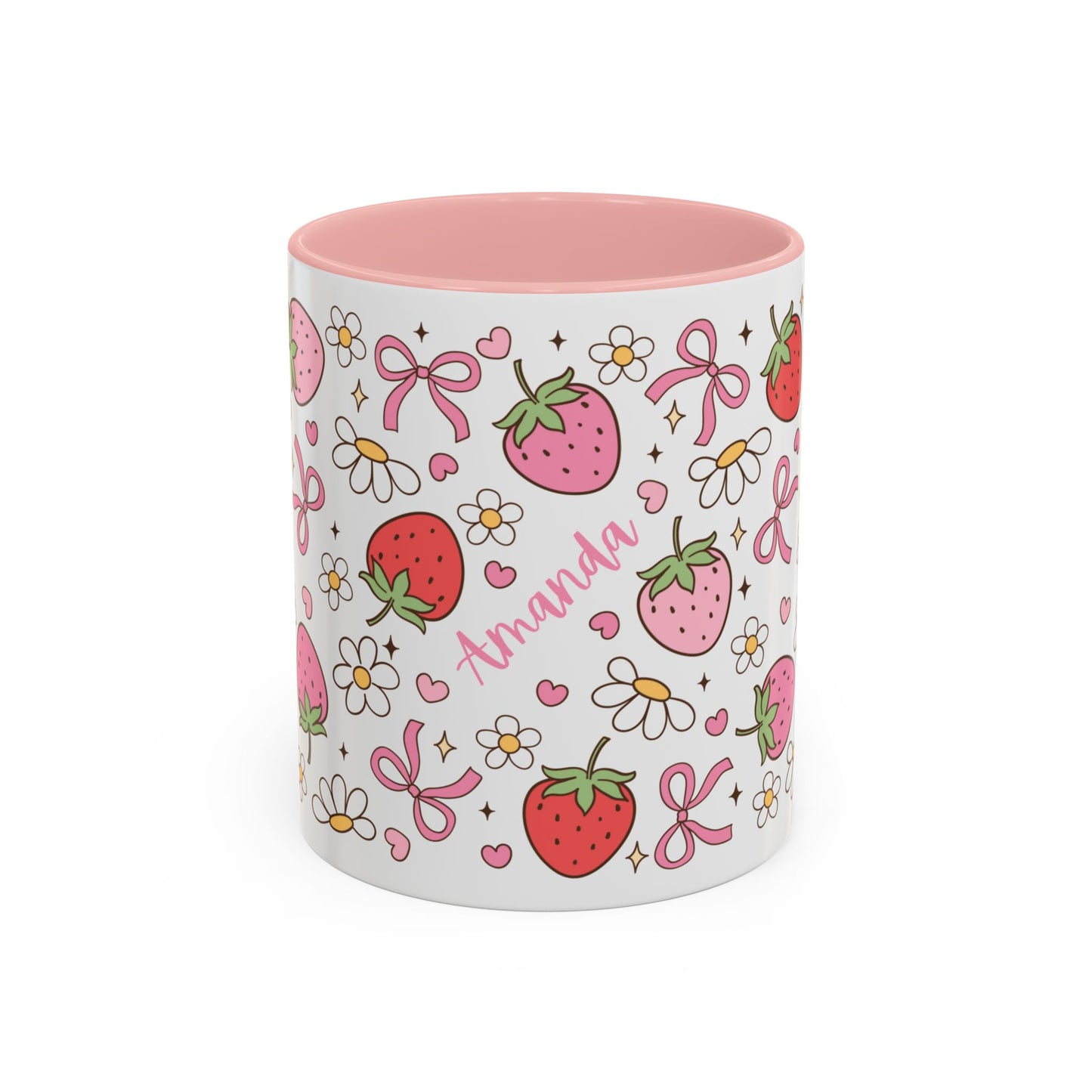 Cute Spring Strawberries Personalized Coffee Mug (11oz) | Strawberries Mug