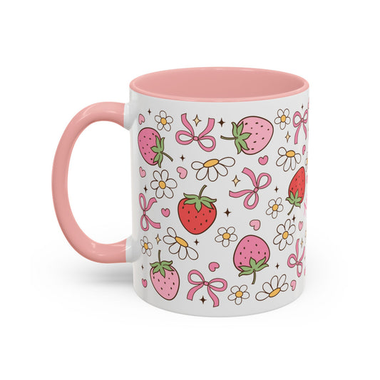 Cute Spring Strawberries Personalized Coffee Mug (11oz) | Strawberries Mug