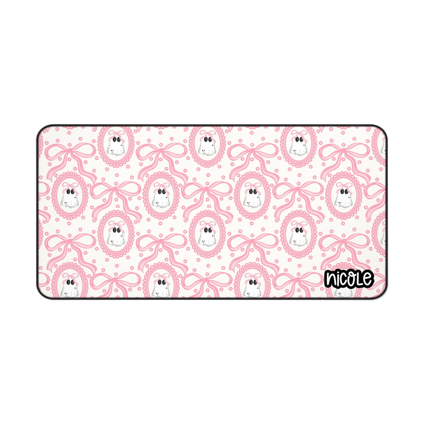 Pink Coquette Ghosty Desk Mat - Sweet Gift for Office Decor, Laptop, Gaming, Home Office, Easter, Spring