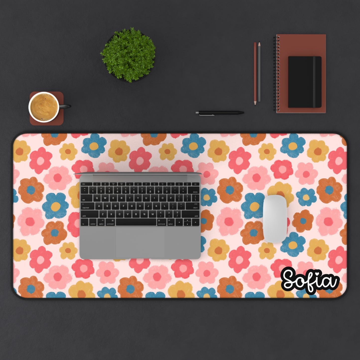 Boho Daisy Desk Mat - Cute Desk Accessory, Office Décor, Personalized Gift, Study Space, Computer Mat