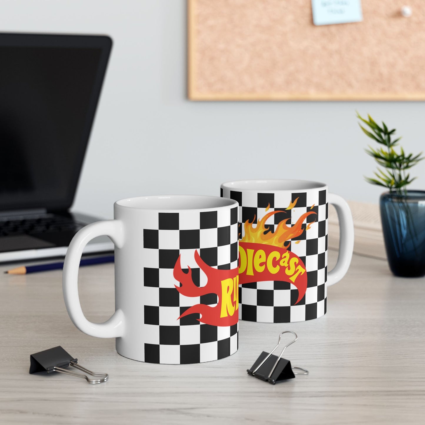 Racing Checkered Ceramic Mug - 11oz - Perfect for Car Enthusiasts