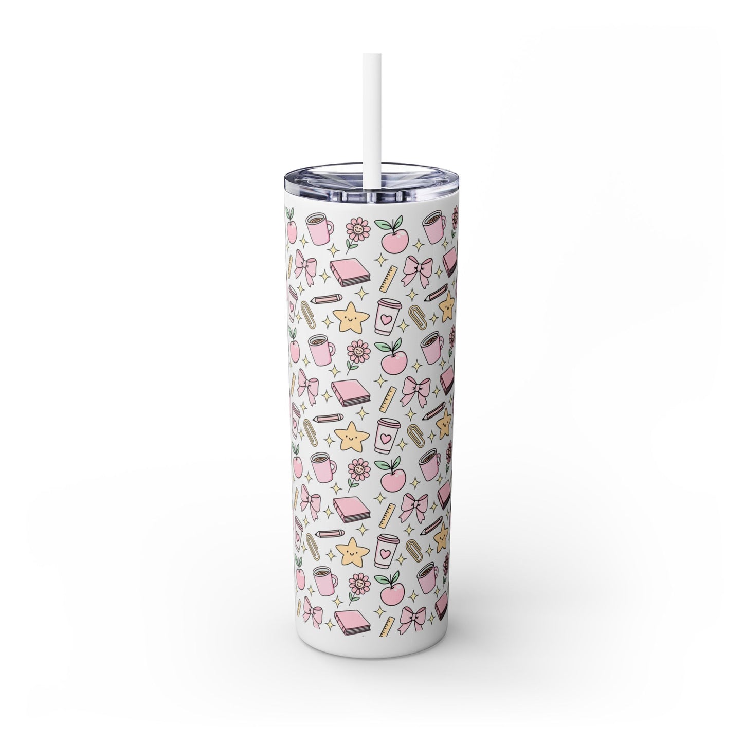Cute & Whimsical Teacher Appreciation Skinny Tumbler with Straw - 20oz