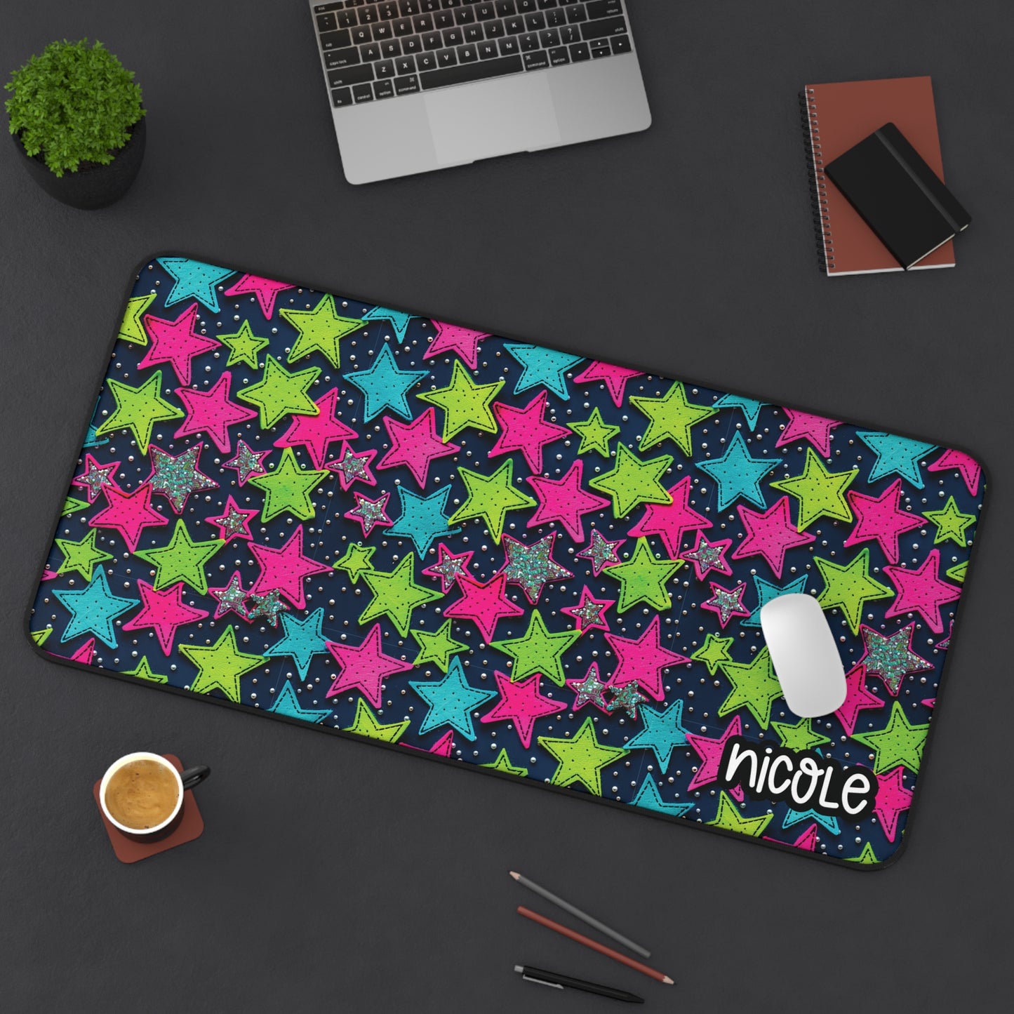 Personalized Cute Colorful Stars Desk Mat | Cute Desk Pads