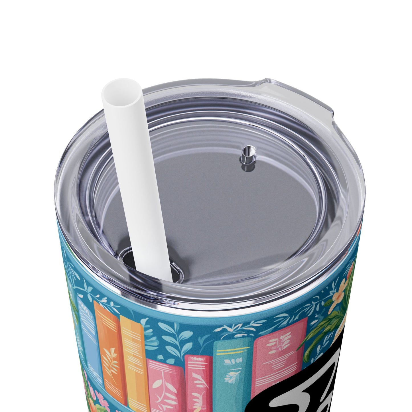 Personalized Bookish Skinny Tumbler with Straw, 20oz