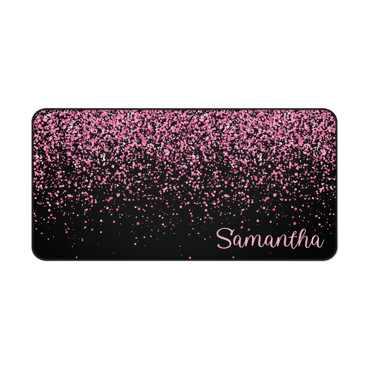 Personalized Pink Glitter Sparkle Desk Mat | Cute Desk Pad