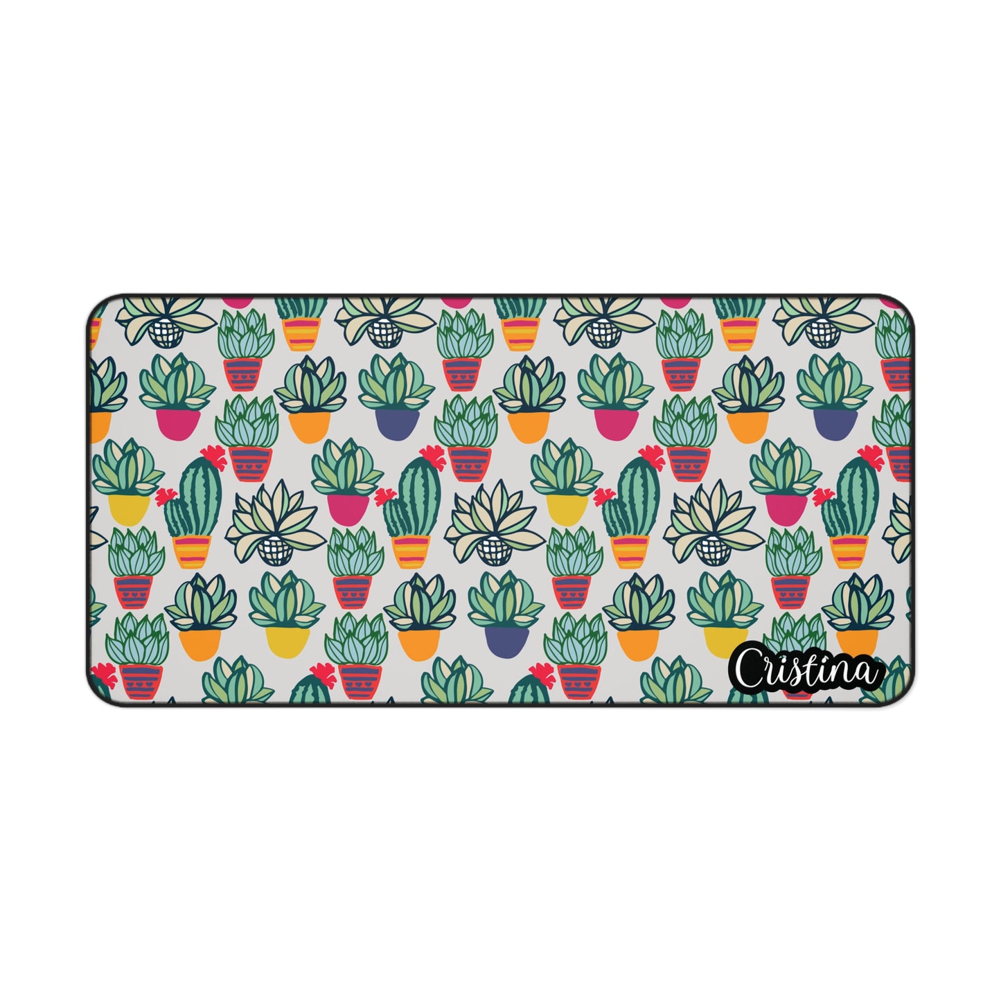 Personalized Succulent Cactus Themed Desk Mat | Cute Desk Pad