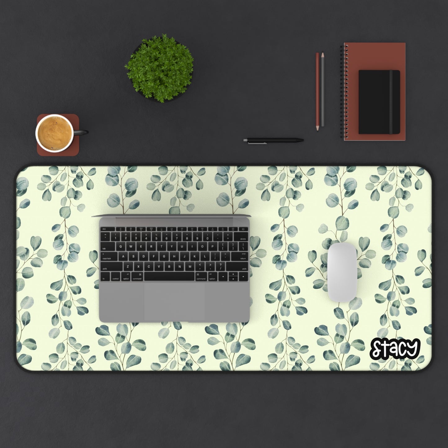 Eucalyptus Leaves Desk Mat, Elegant Botanical Desk Mat, Home Office Decor, Work From Home Essentials, Teacher Gift, Functional Desk Accessories, Greenery Design