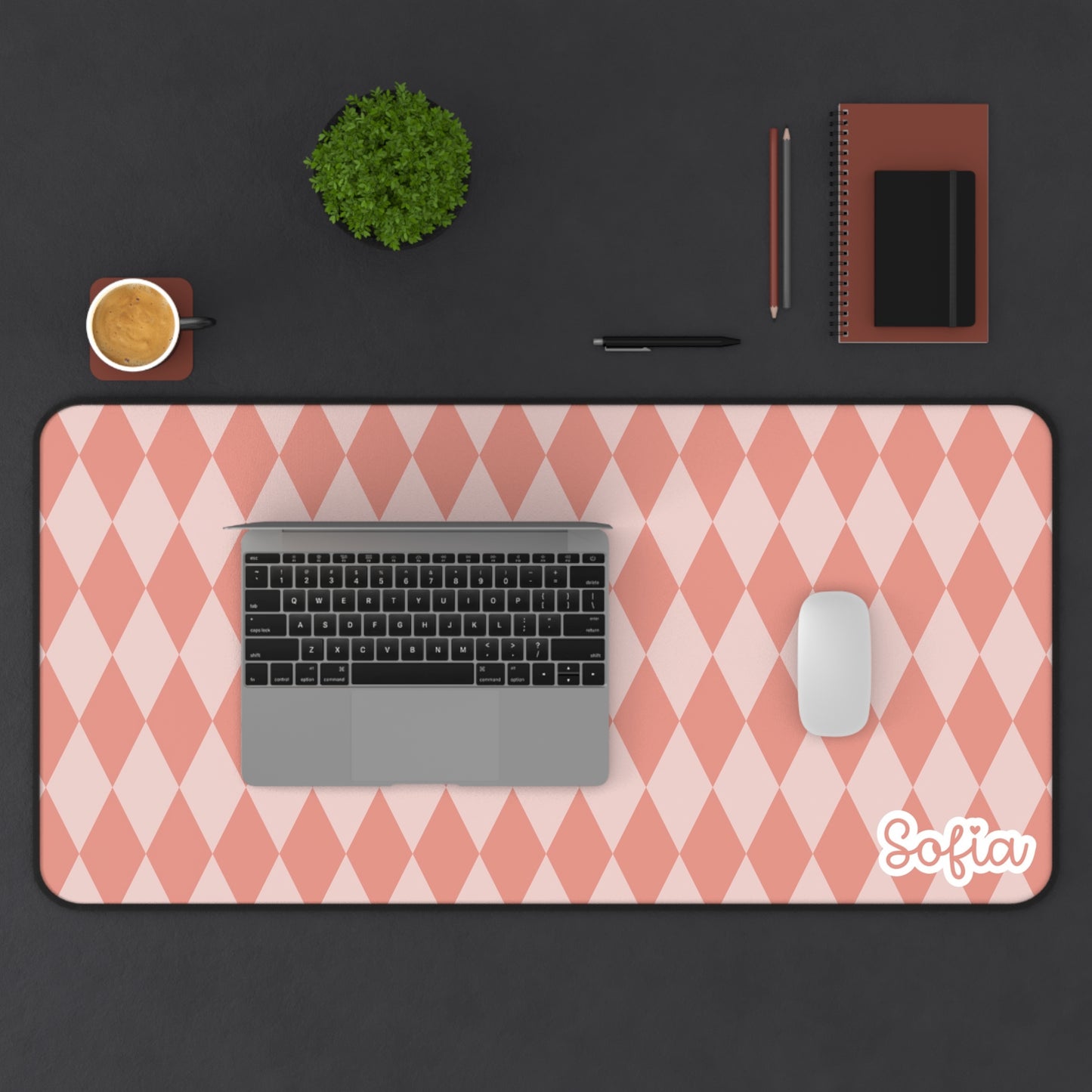 Pink Boho Chic Desk Mat - Stylish Workspace Accessory, Personalized Gift, Office Decor, Modern Desk Pad, Home Office Essentials