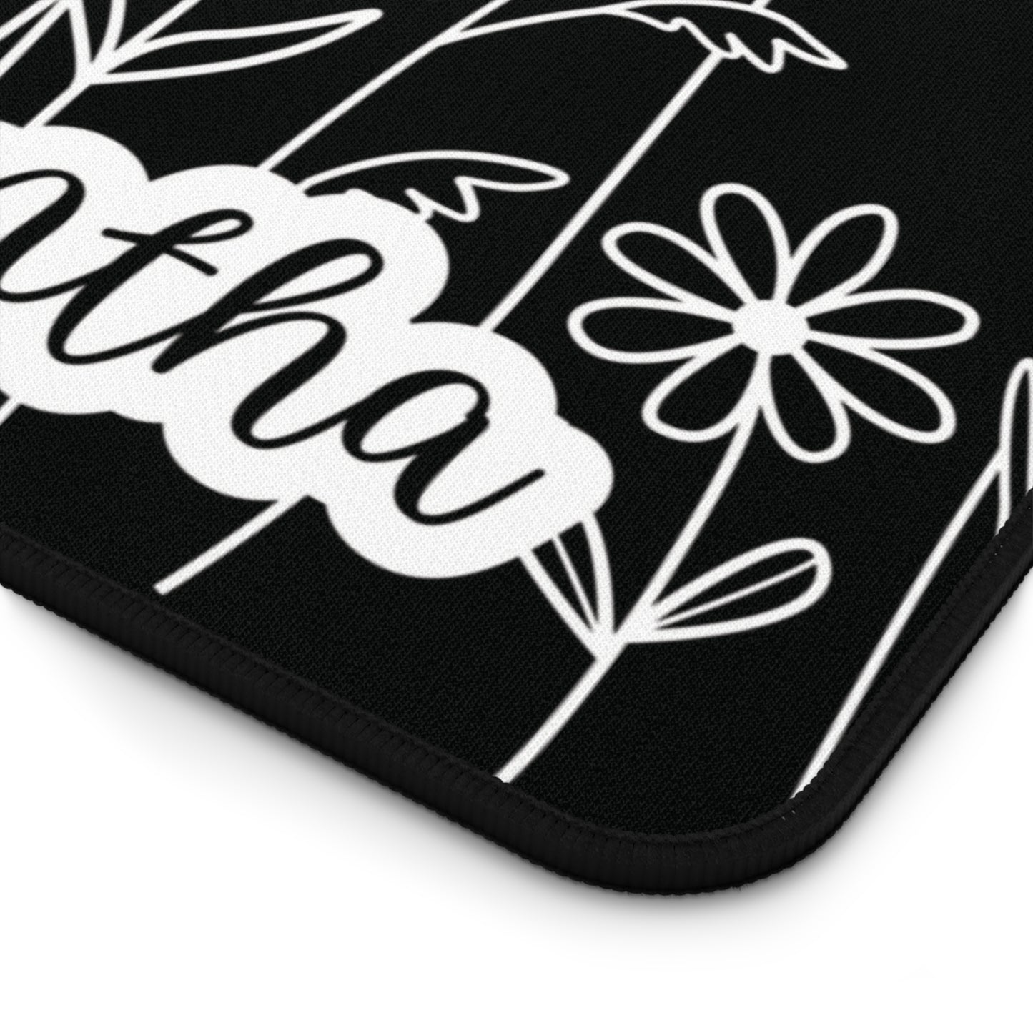 Minimalist Flower Field Personalized Desk Mat Black | Personalized Desk Mat | Cute Desk Pad
