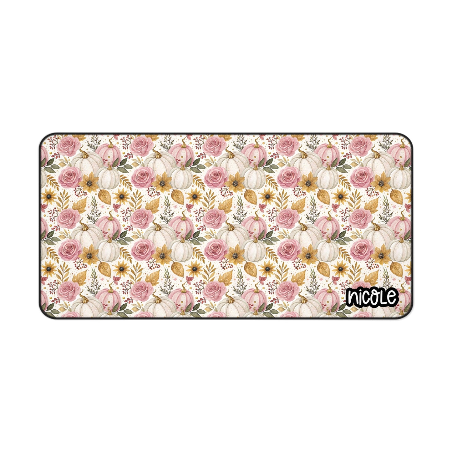 Pink Pumpkin Autumn Themed Desk Mat, Cozy Home Office Decor, Fall-Inspired Desk Pad, Gift for Students, Personalized Work Surface
