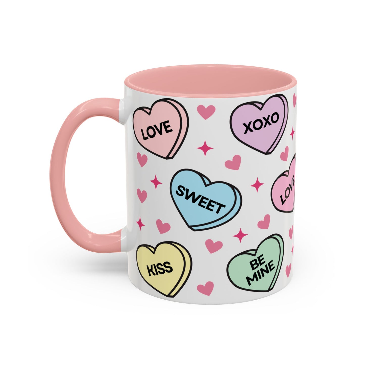 Cute Pink Valentine Coffee Mug (11oz) | Hugs & Kisses | Be Mine Mug