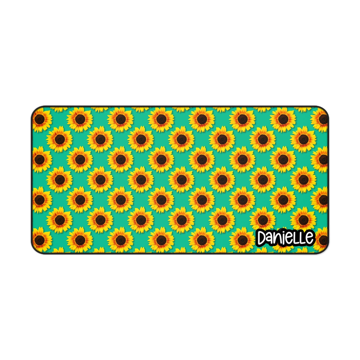 Sunflower Personalized Desk Mat Green - Floral Office Decor