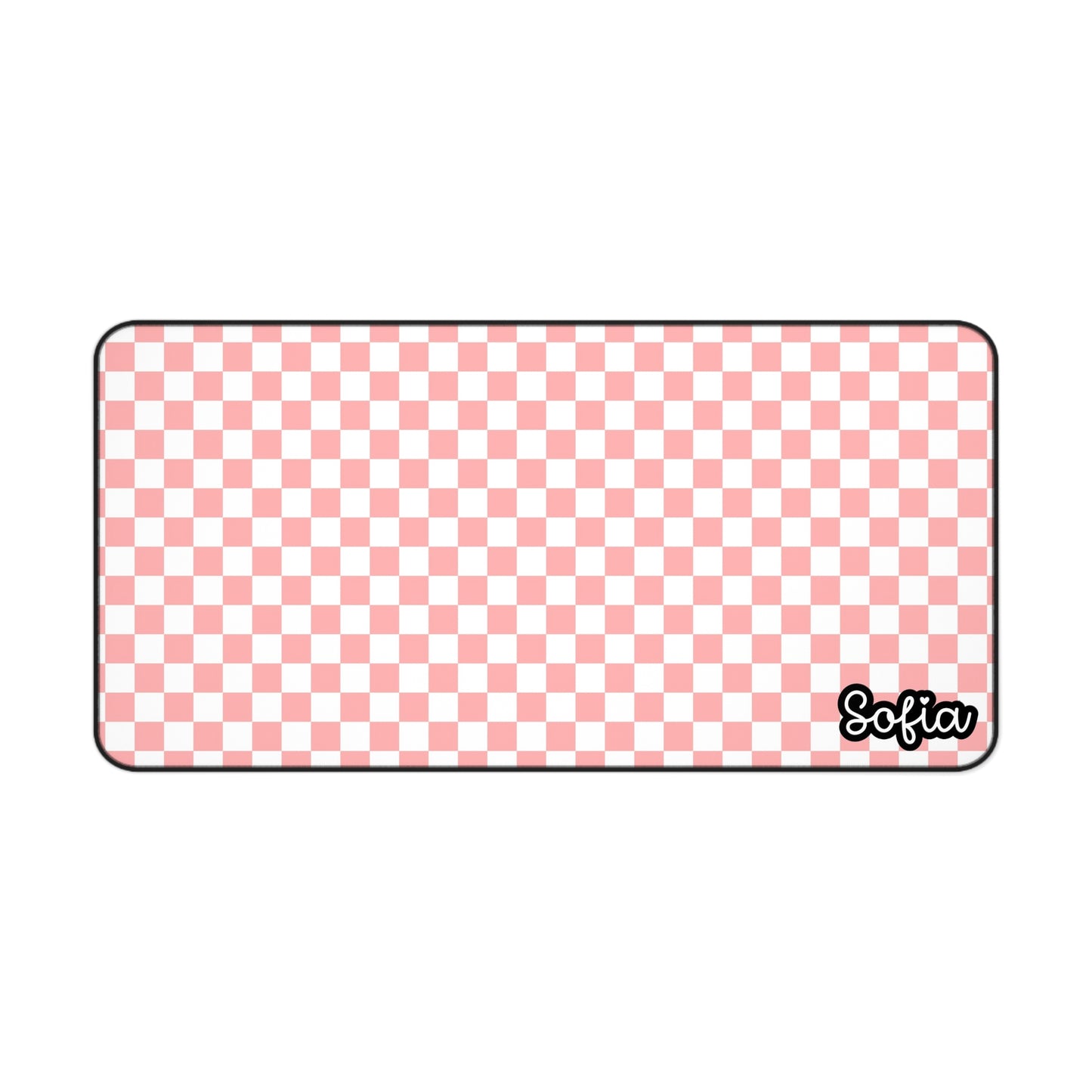 Boho Pink Checkered Desk Mat - Boho Chic Desk Mat - Personalized Desk Mat for Women, Office Decor, Gamer Gift, Study Mat, Custom Workstation Accessory