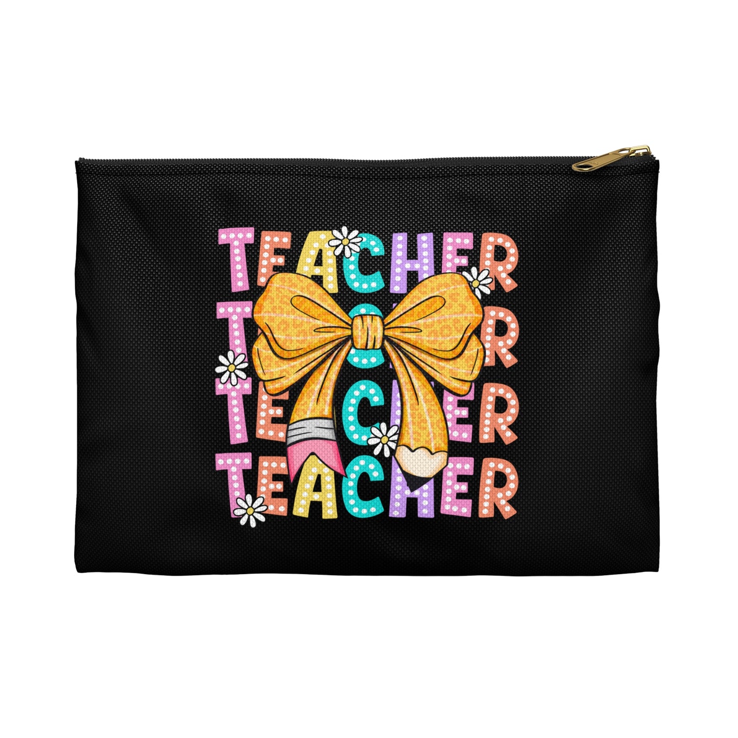 Teacher Pencil Case | Teacher Accessory Pouch with Colorful Bow Design - Perfect Gift for Educators