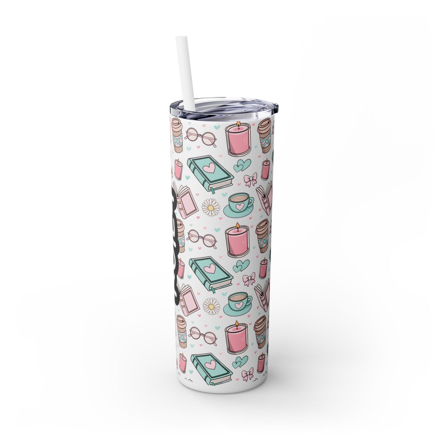 Personalized Cute Girly Skinny Tumbler with Straw, 20oz