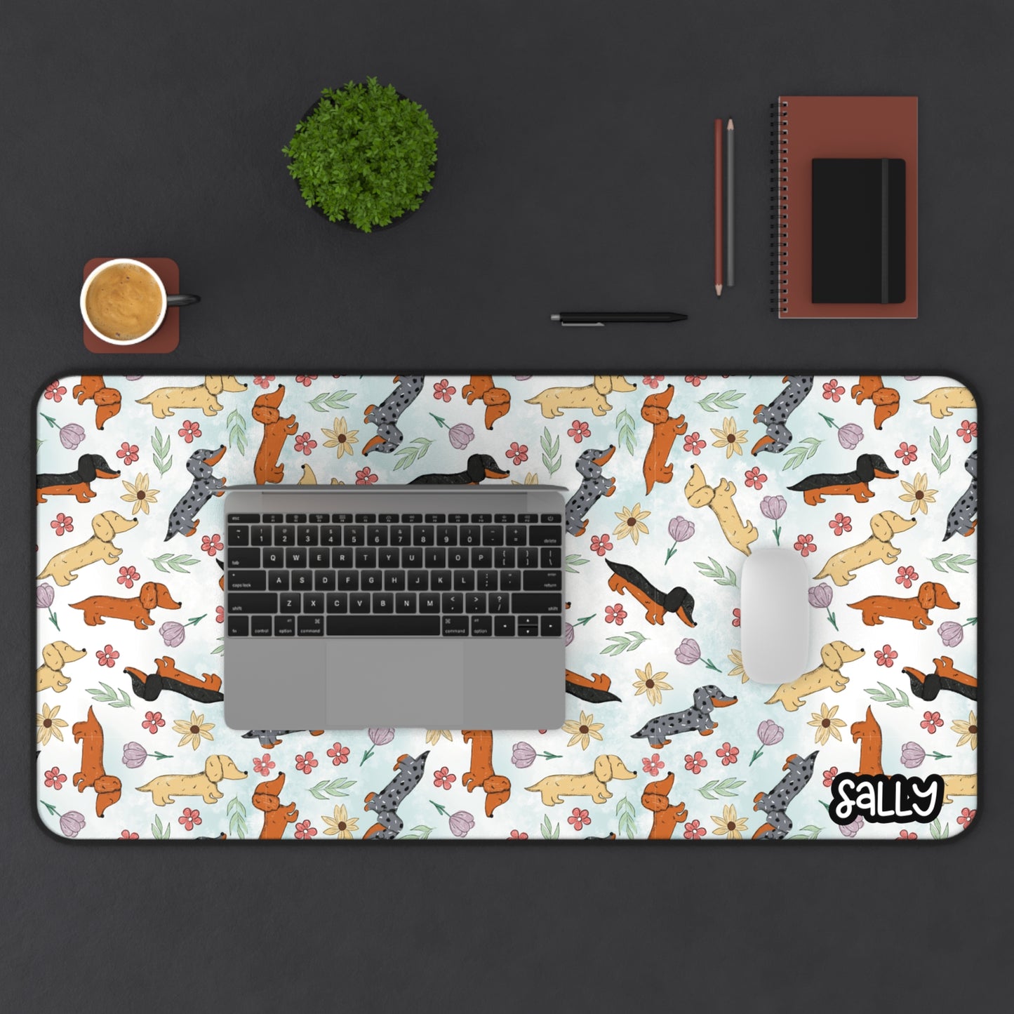 Cute Dachshund Dog Pattern Desk Mat - Perfect for Pet Lovers and Home Offices