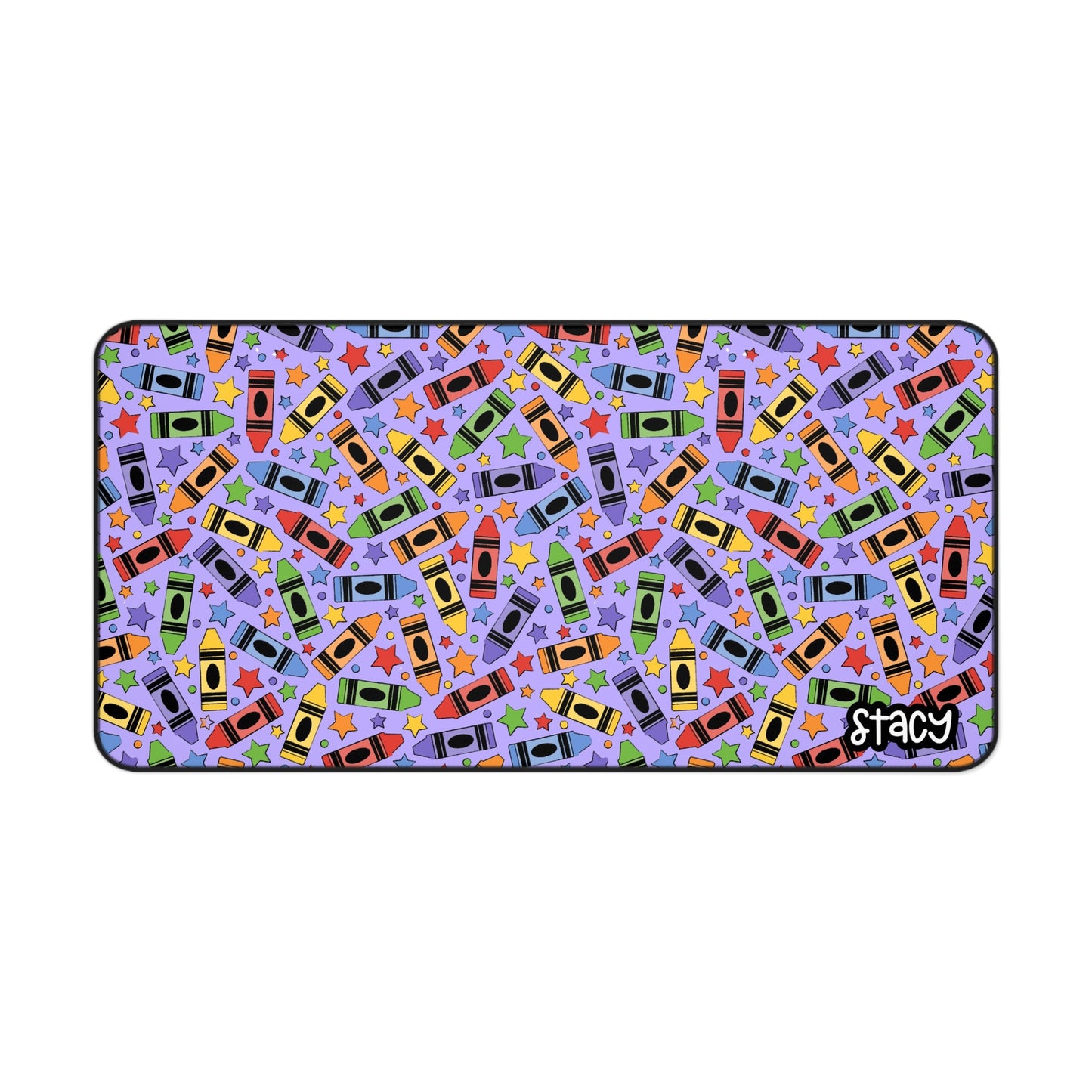Colorful Crayon Desk Mat Lavender– Fun Teacher Desk Mat - Teacher Gift - Fun Desk Mat for Kids