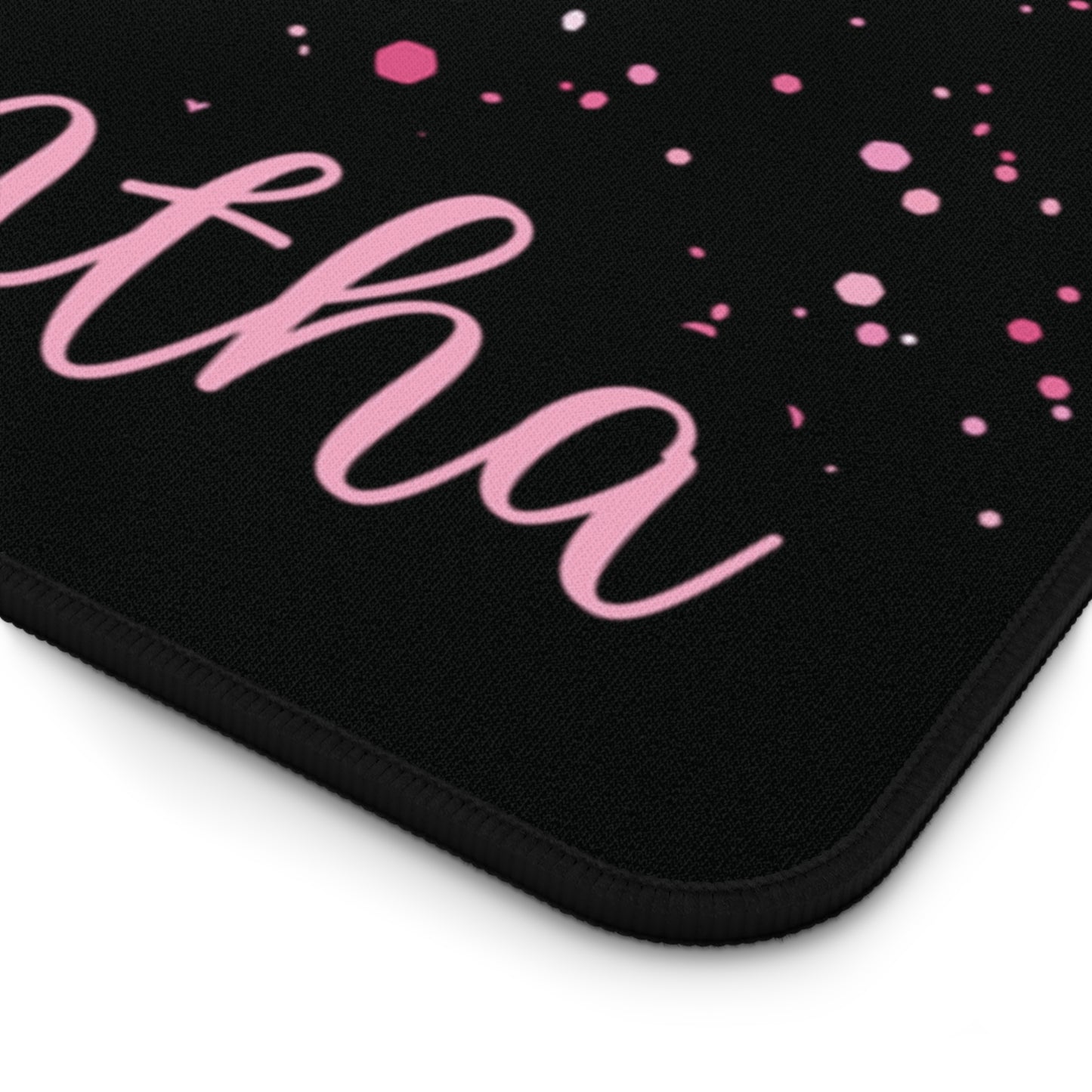 Personalized Pink Glitter Sparkle Desk Mat | Cute Desk Pad