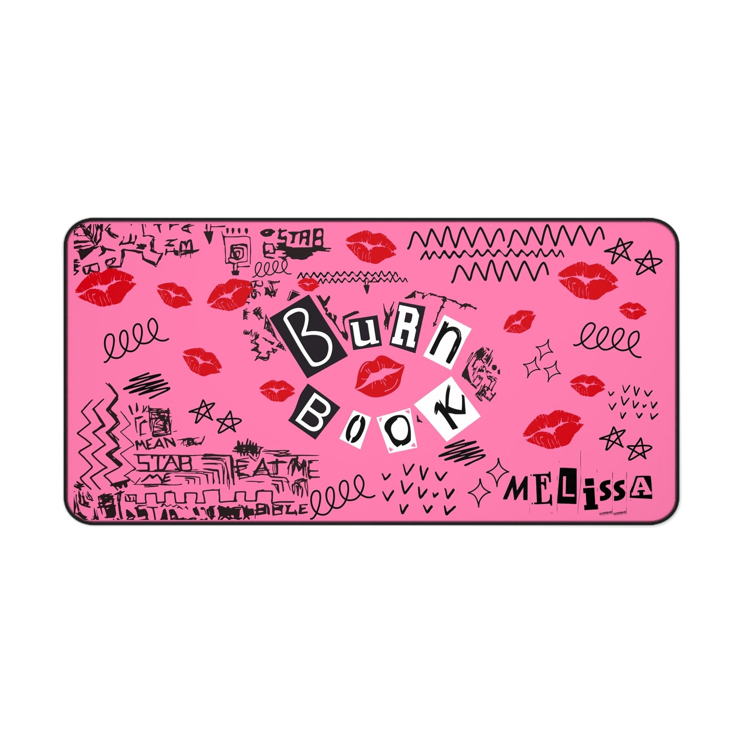 Burn Book Desk Mat, Trendy Office Decor, Fun Gift for Students, Pink Mouse Pad, Unique Home Office Accessory