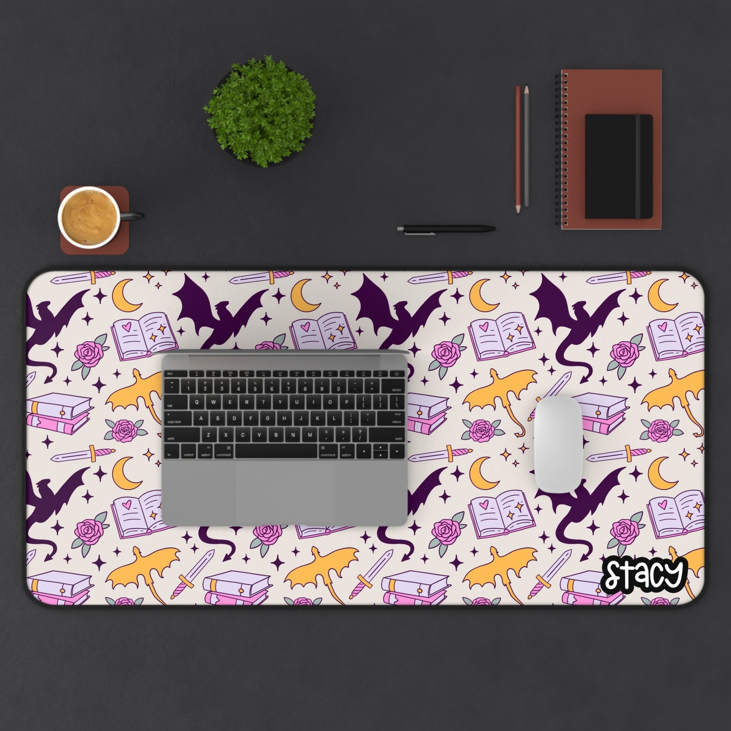 Fantasy Desk Mat (beige), Romantasy Desk Mat, Bookish Desk Mat, Bookish Mouse Pad