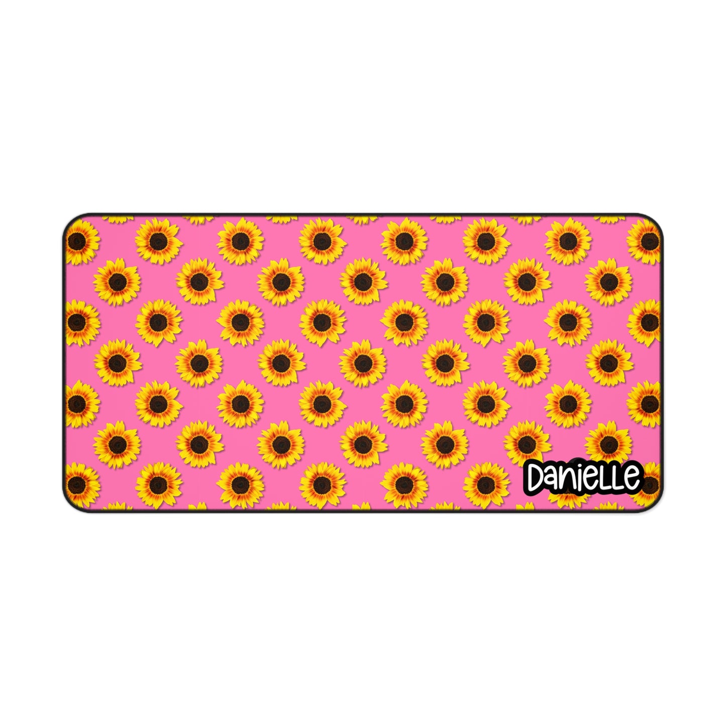 Sunflower Personalized Desk Mat - Bright Pink Floral Office Decor