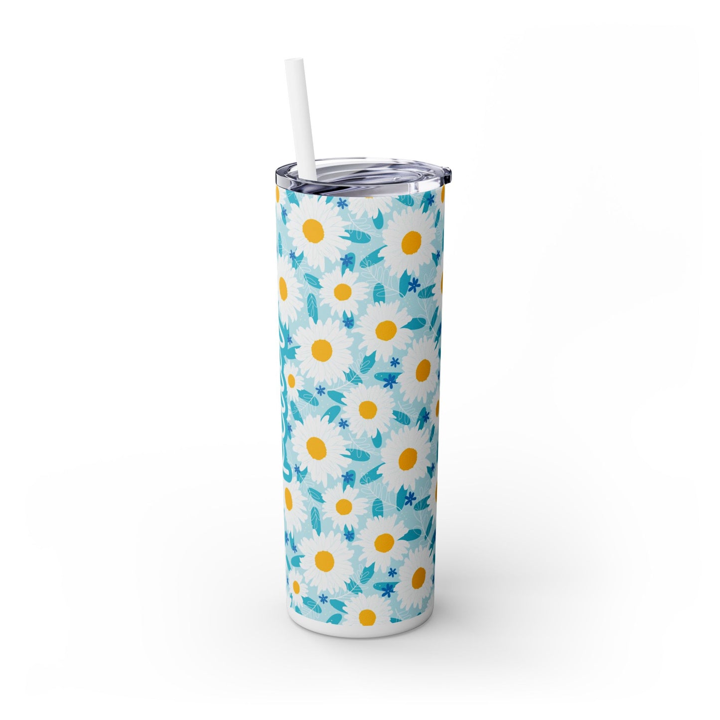 Personalized Floral Skinny Tumbler with Straw - 20oz | Personalized Drinkware for Spring and Summer