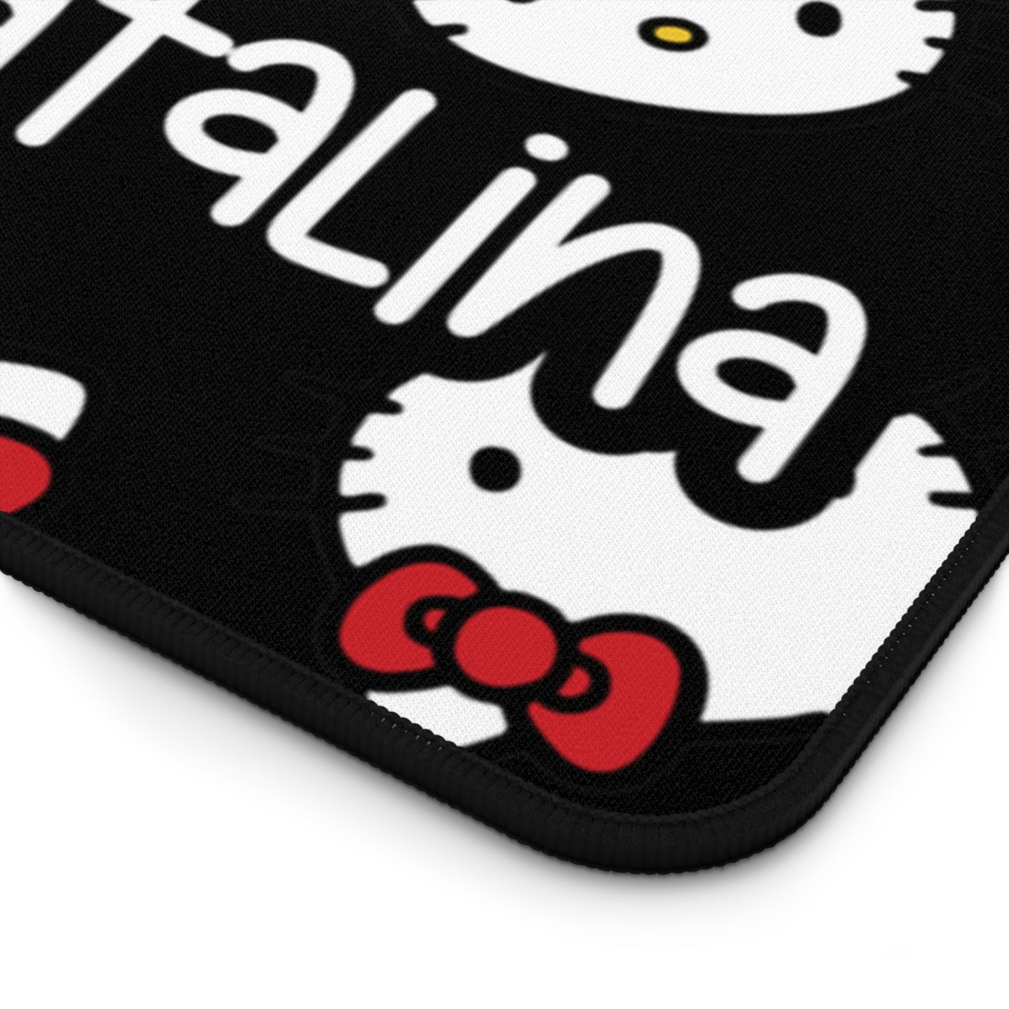 Personalized Hello Kitty Desk Mat Black | Cute Desk Pads