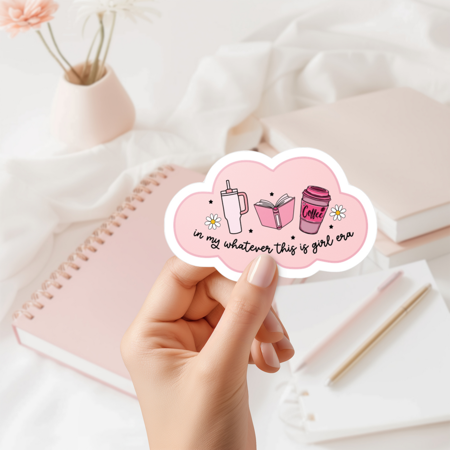 Book Girl Coffee Era Sticker (water proof) 3”x4”