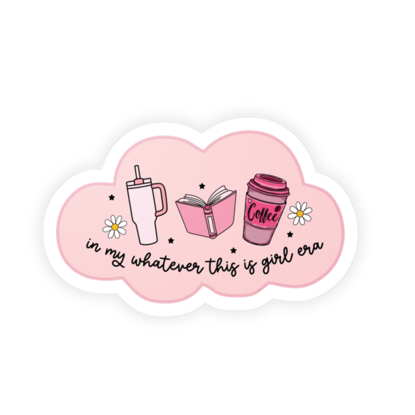 Book Girl Coffee Era Sticker (water proof) 3”x4”