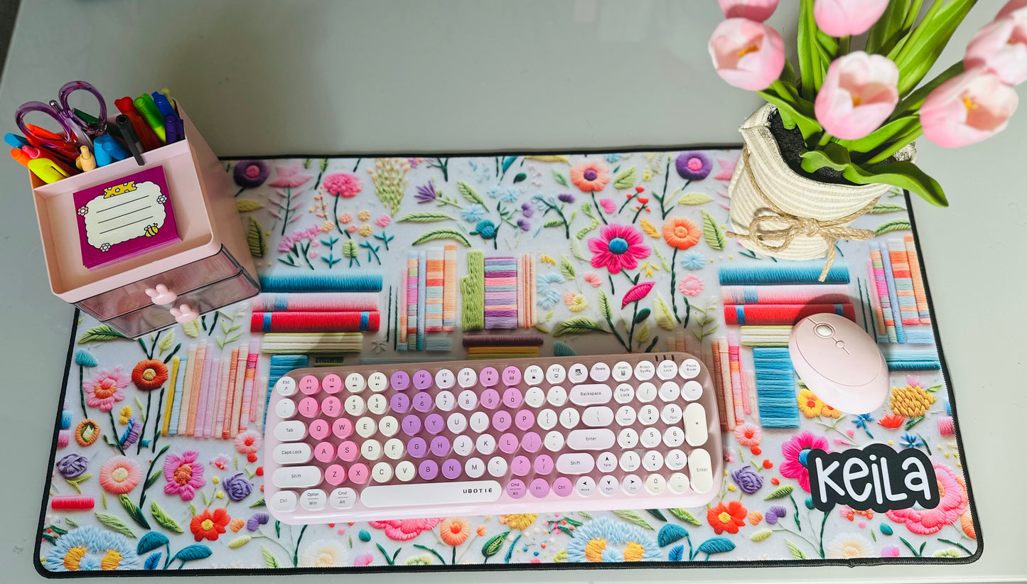Personalized Bookish 3D Floral Desk Mat