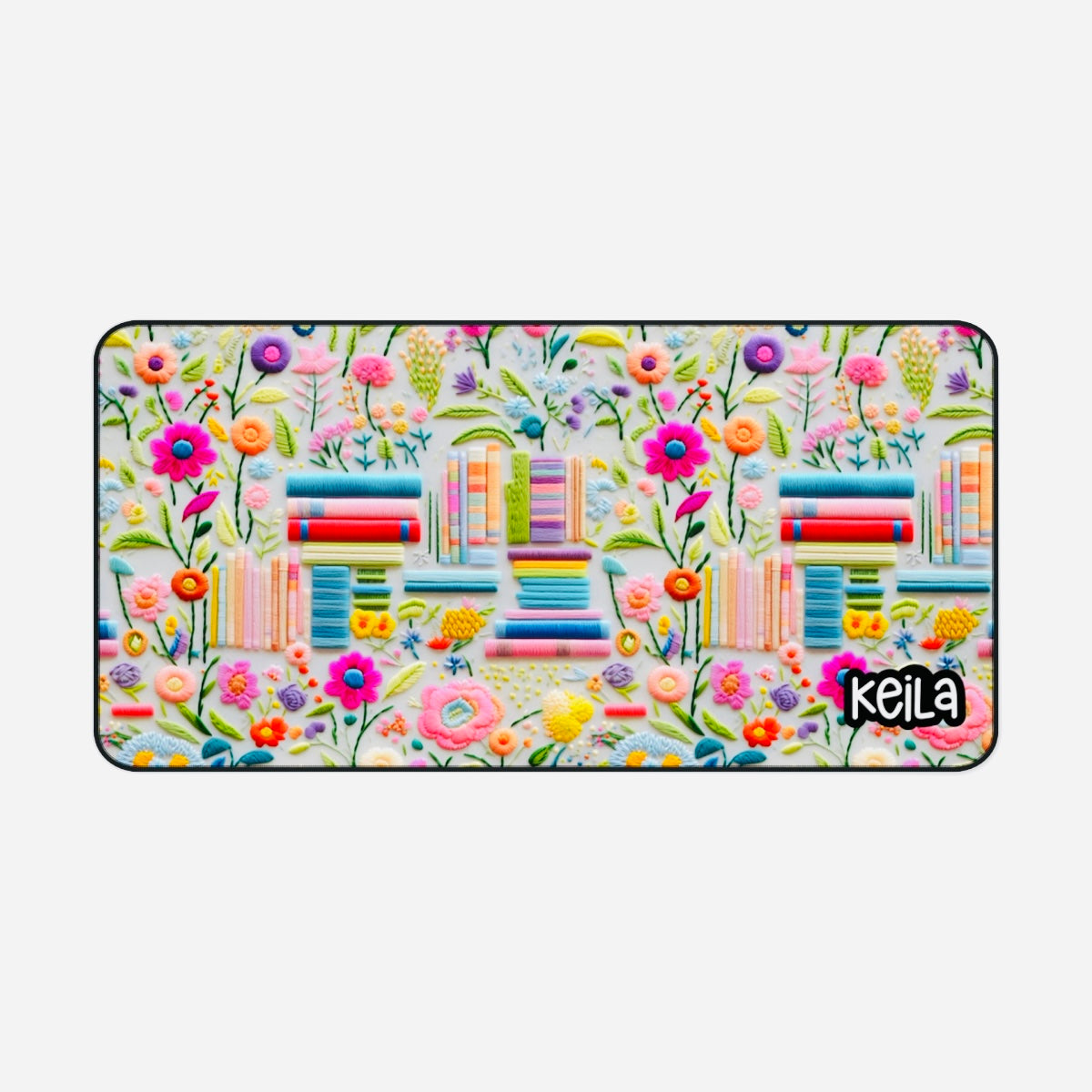 Personalized Bookish 3D Floral Desk Mat