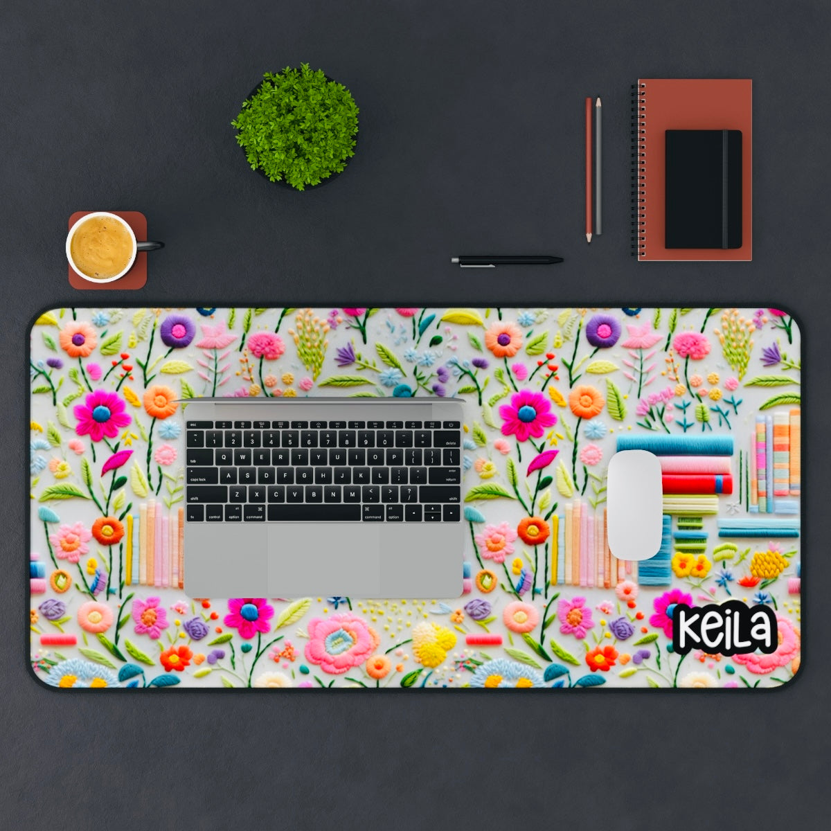 Personalized Bookish 3D Floral Desk Mat