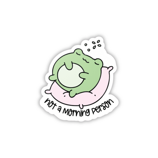 Frog Decal Sticker (waterproof) - Cute 'Not a Morning Person' Quote Kiss-Cut Vinyl Decal