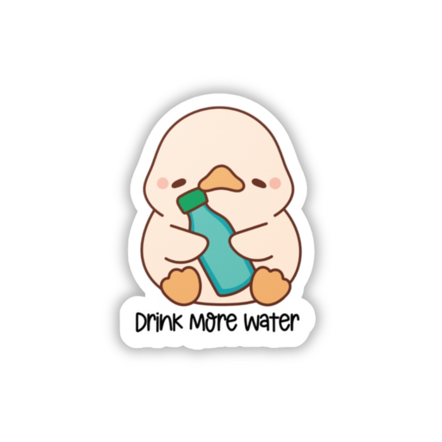 Drink More Water Sticker (waterproof) 2”x2” | Cute Duck Sticker
