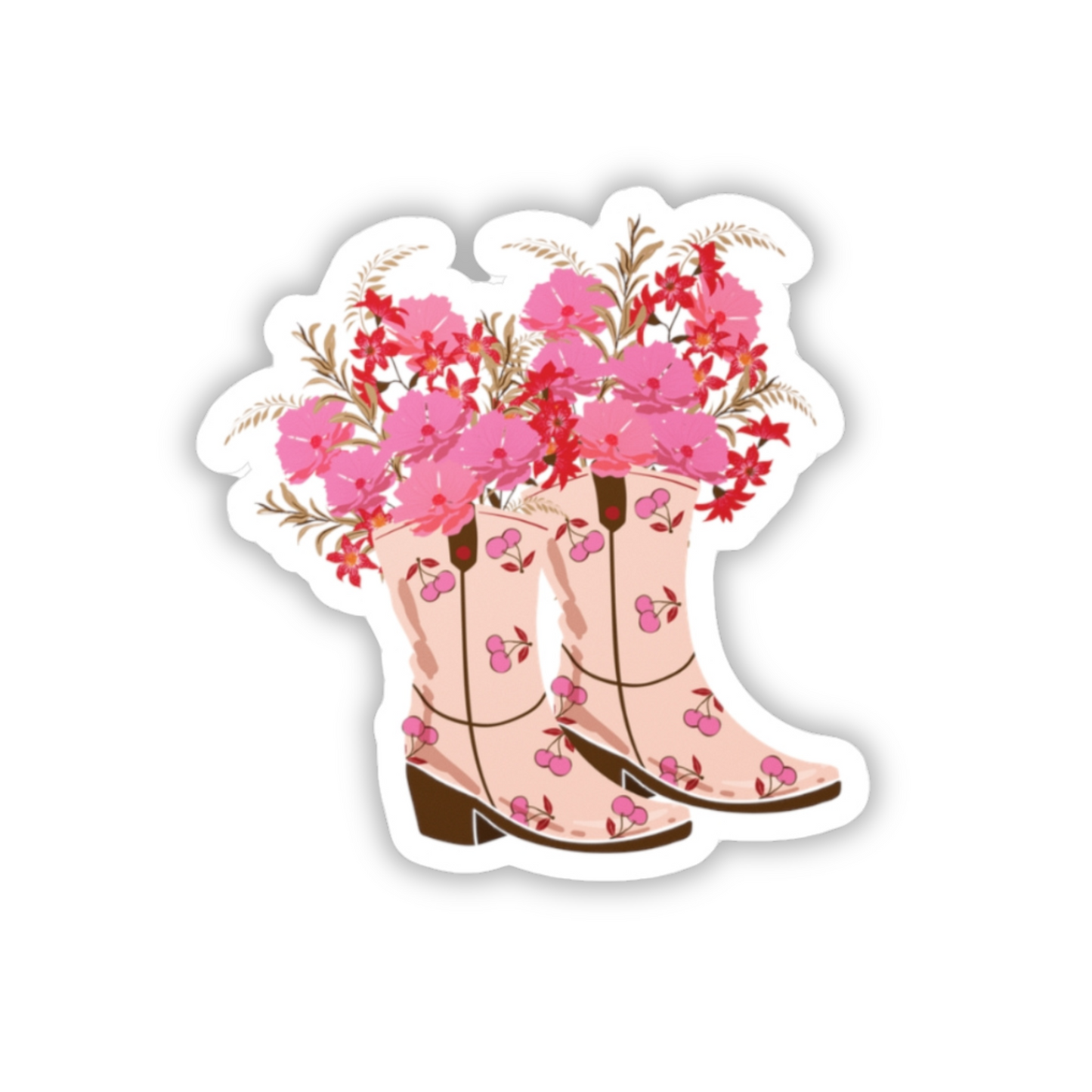 Floral Cowgirl Boots Sticker (waterproof) 2”x3”
