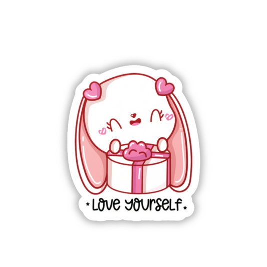 Cute Bunny Sticker (waterproof) 2”x2” | Love Yourself Sticker