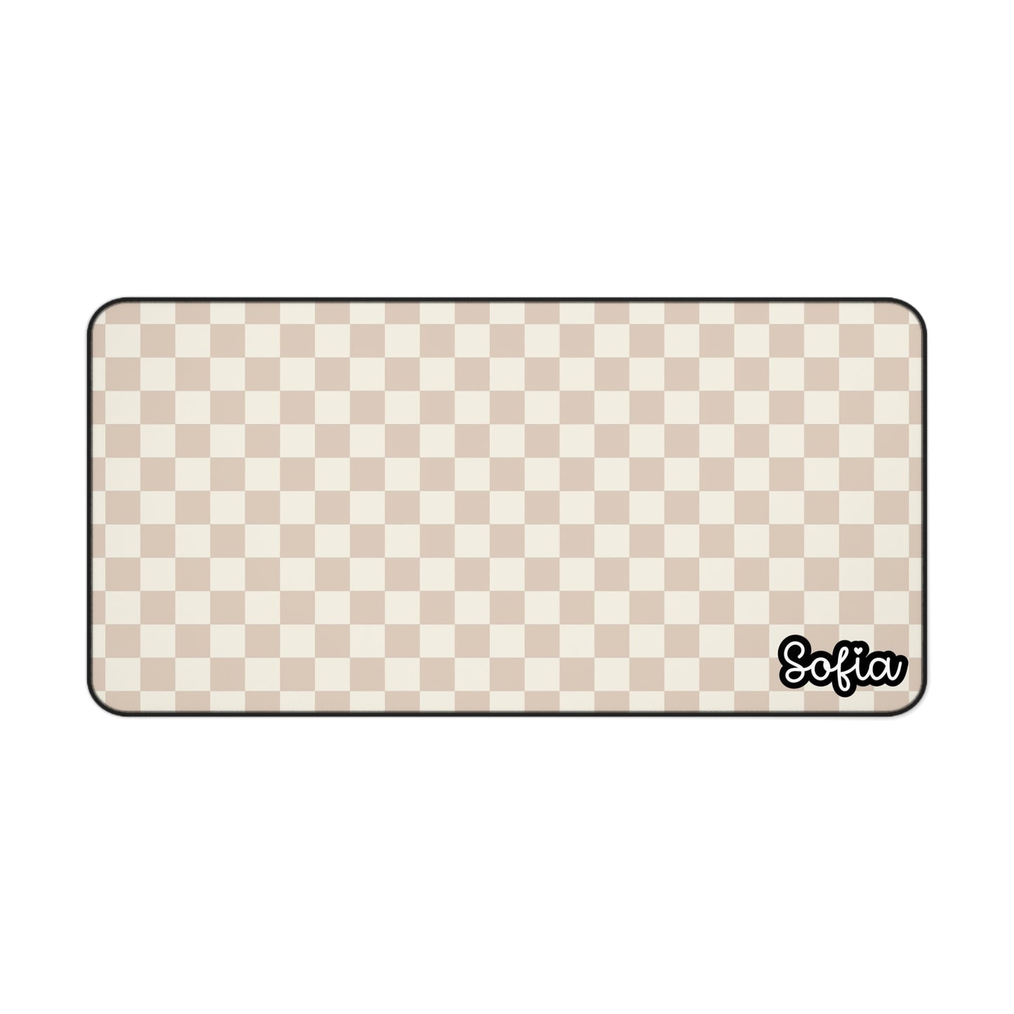 Boho Beige Checkered Desk Mat - Boho Chic Desk Mat - Personalized Desk Mat for Women, Office Decor, Gamer Gift, Study Mat, Custom Workstation Accessory