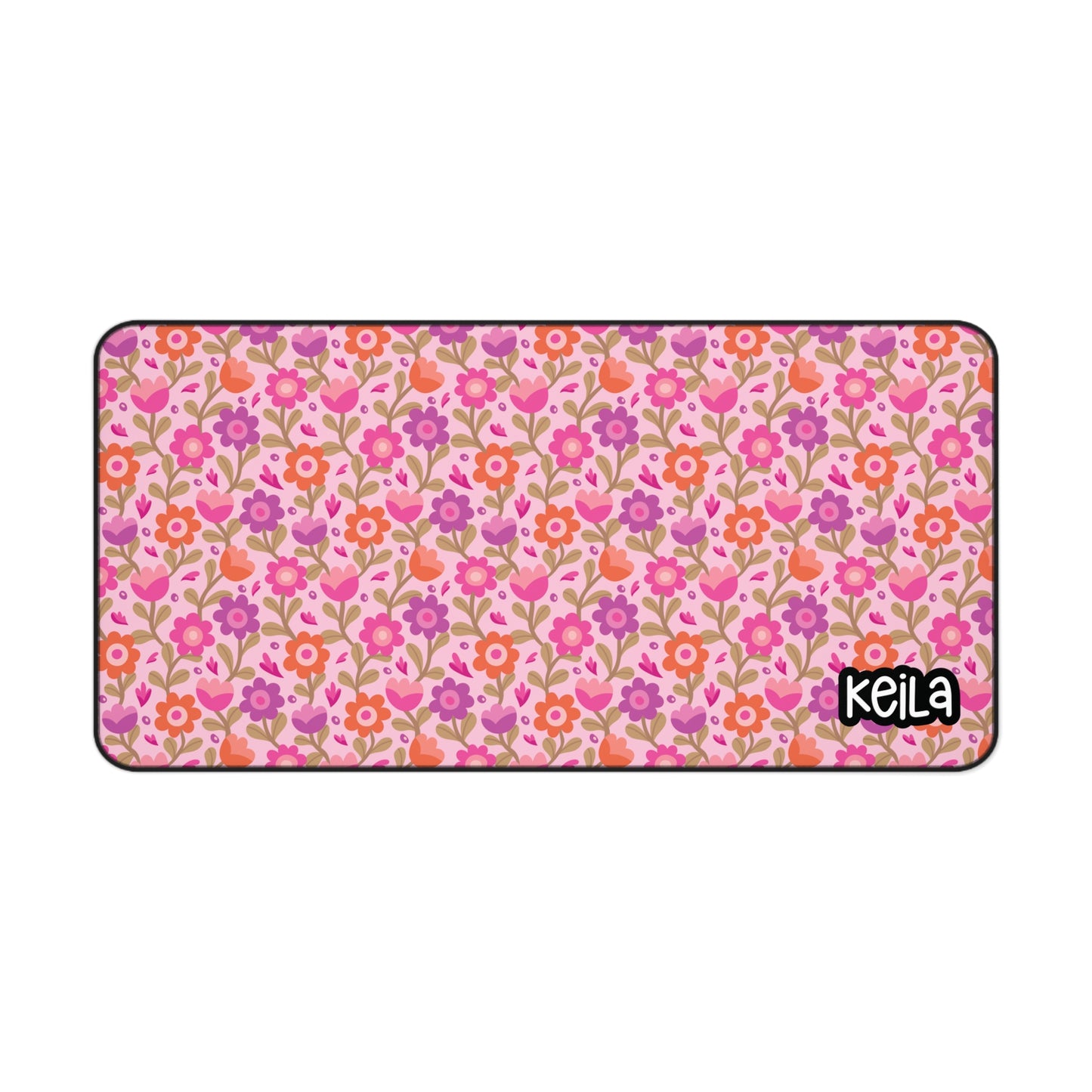 Personalized Pink Floral Desk Mat | Cute Desk Pads