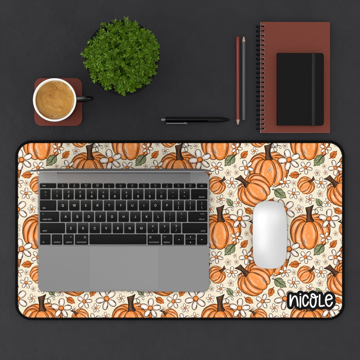 Autumn Pumpkin Desk Mat, Fall Office Decor, Seasonal Desk Accessories, Harvest Mouse Pad, Thanksgiving Gift Idea, Cozy Workspace