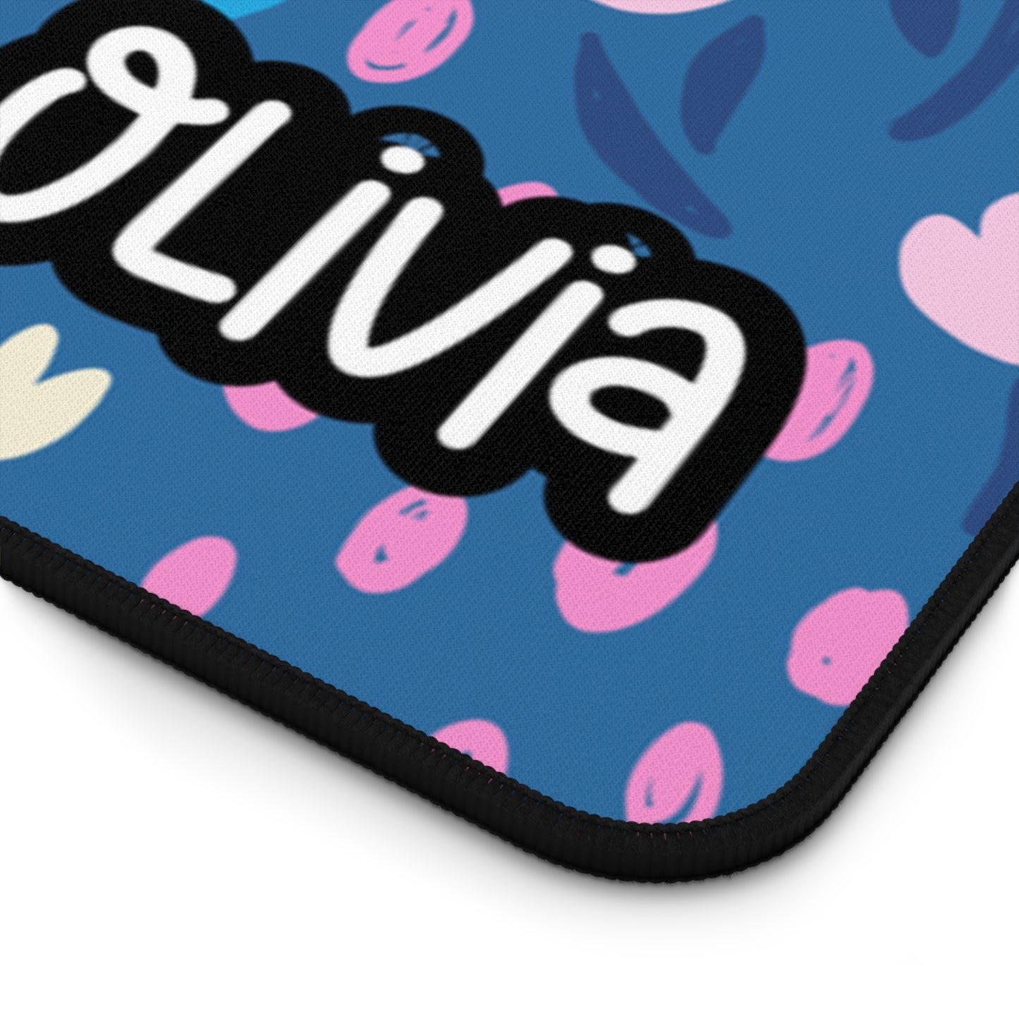 Personalized Floral Blue Background Desk Mat | Cute Desk Pad