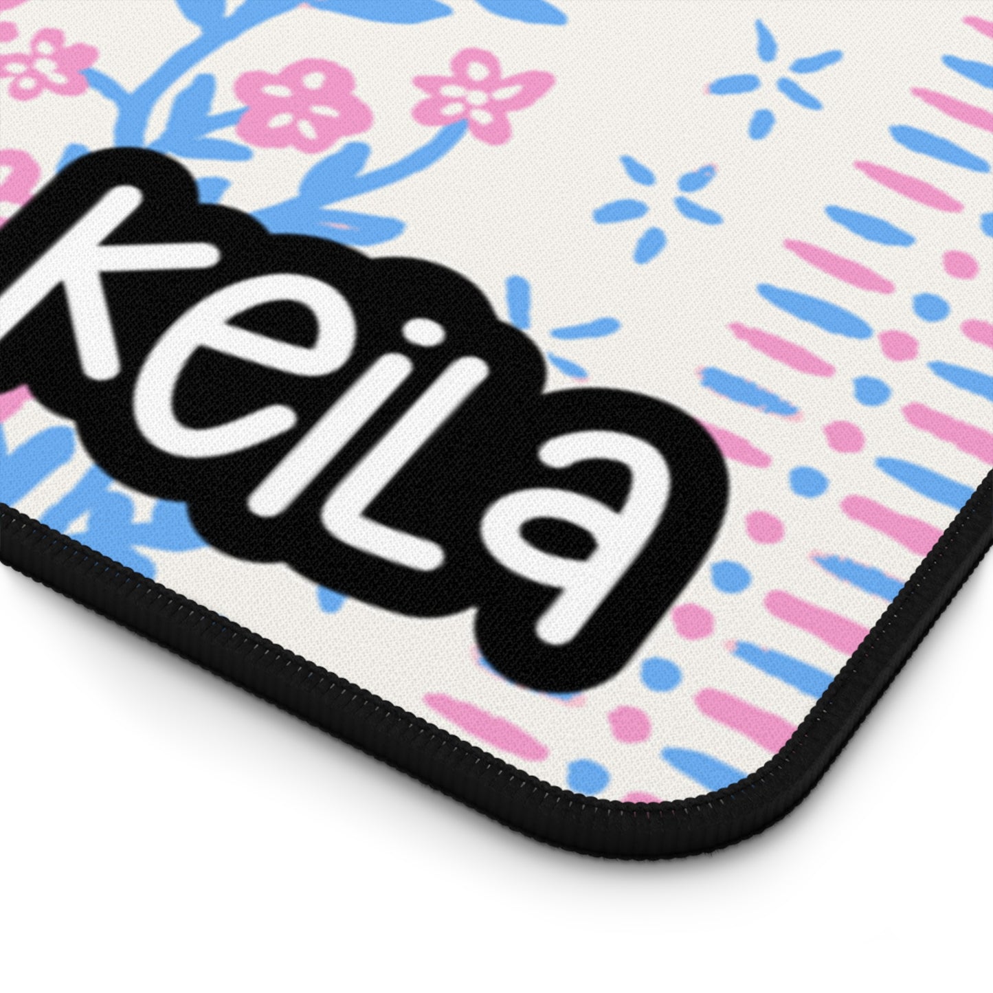Personalized Coquette Floral & Geometric Desk Mat – Stylish & Functional Workspace Accessory