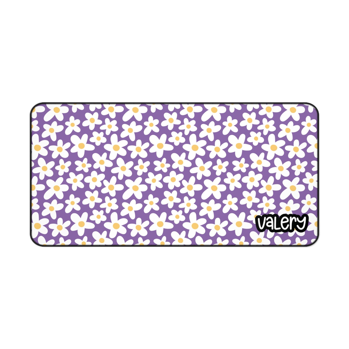 Personalized Daisies Floral Desk Mat Purple | Cute Desk Pad