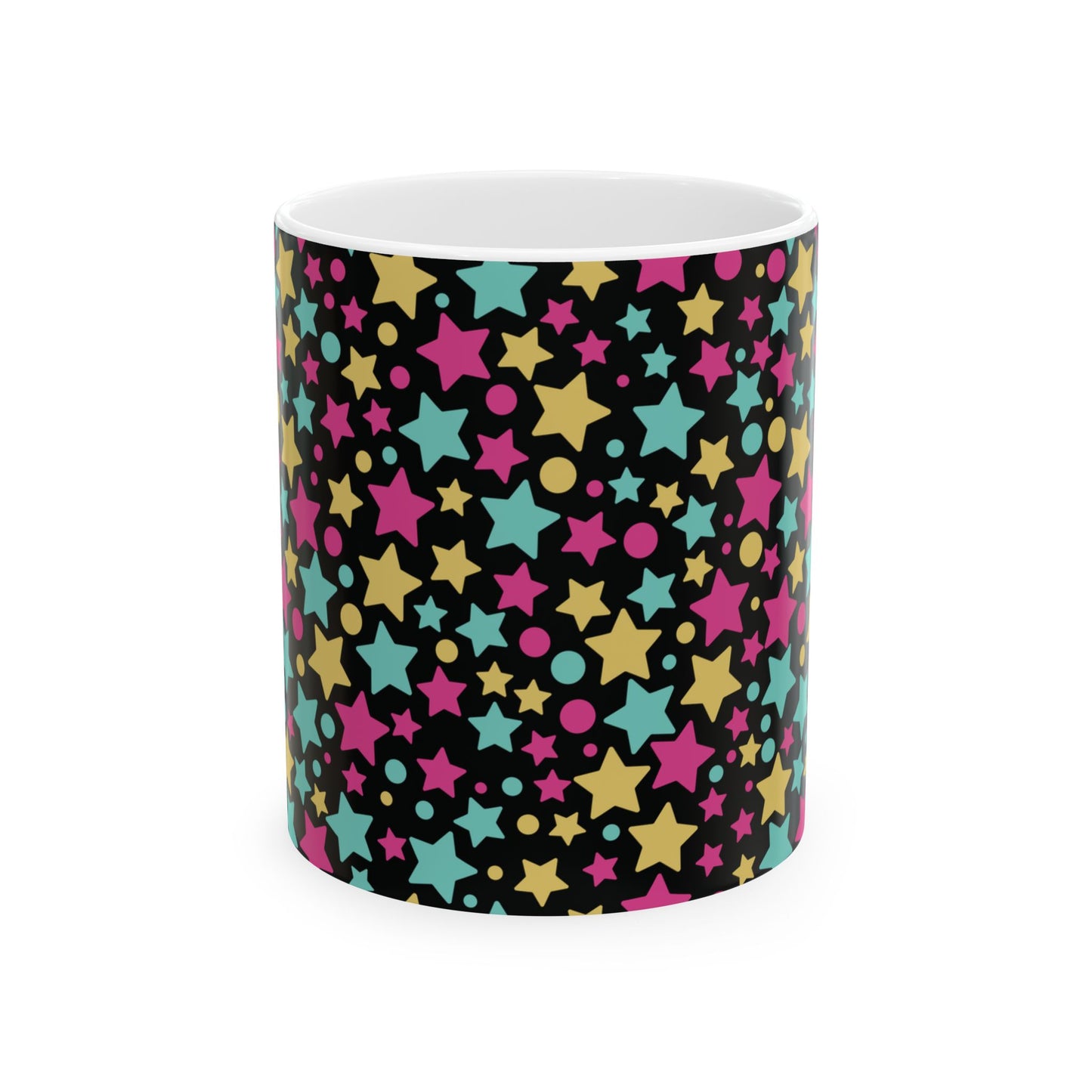 Cute Stars Black Coffee Mug (11oz)