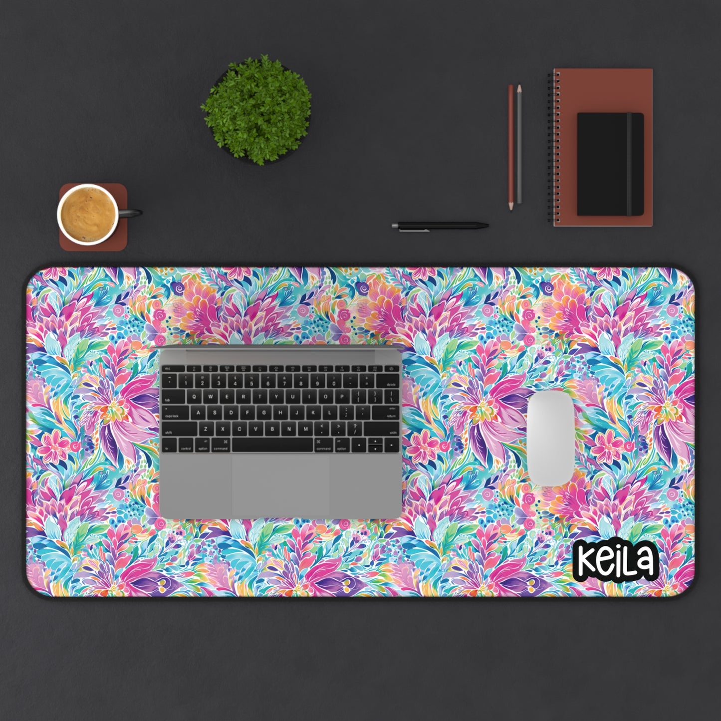 Personalized Cute Colorful Floral Desk Mat | Cute Desk Pads
