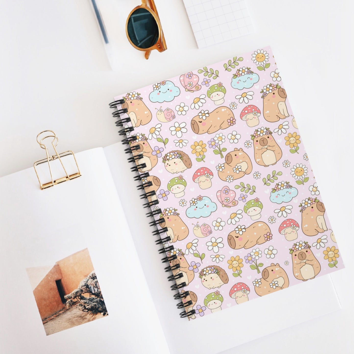 Matching Capybara mousepad, notebook, pen and 20oz Tumbler (pink)- Personalization option available!