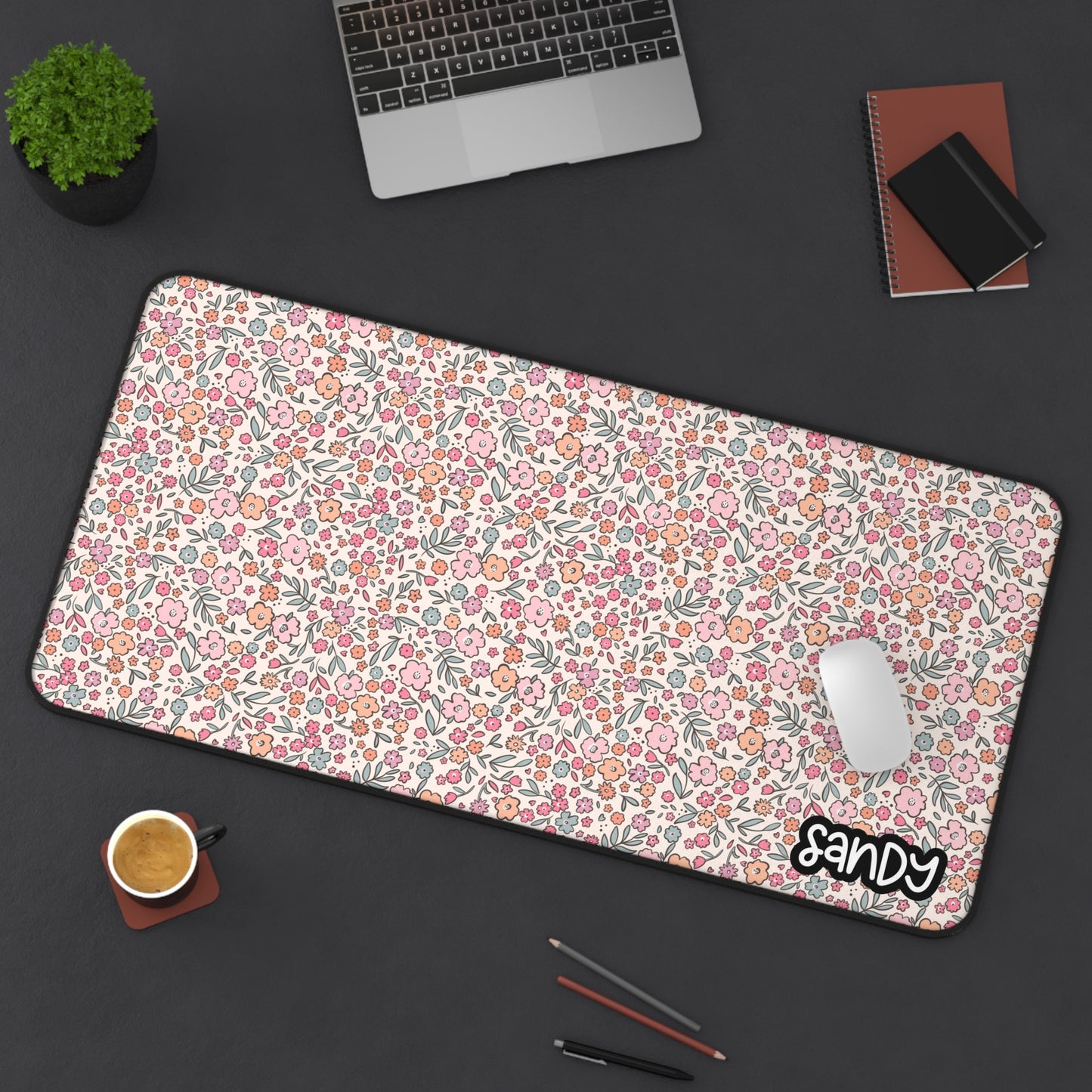 Floral Desk Mat, Cute Office Decor, Gift for Remote Workers, Home Office Essentials, Personalized Desk Accessories