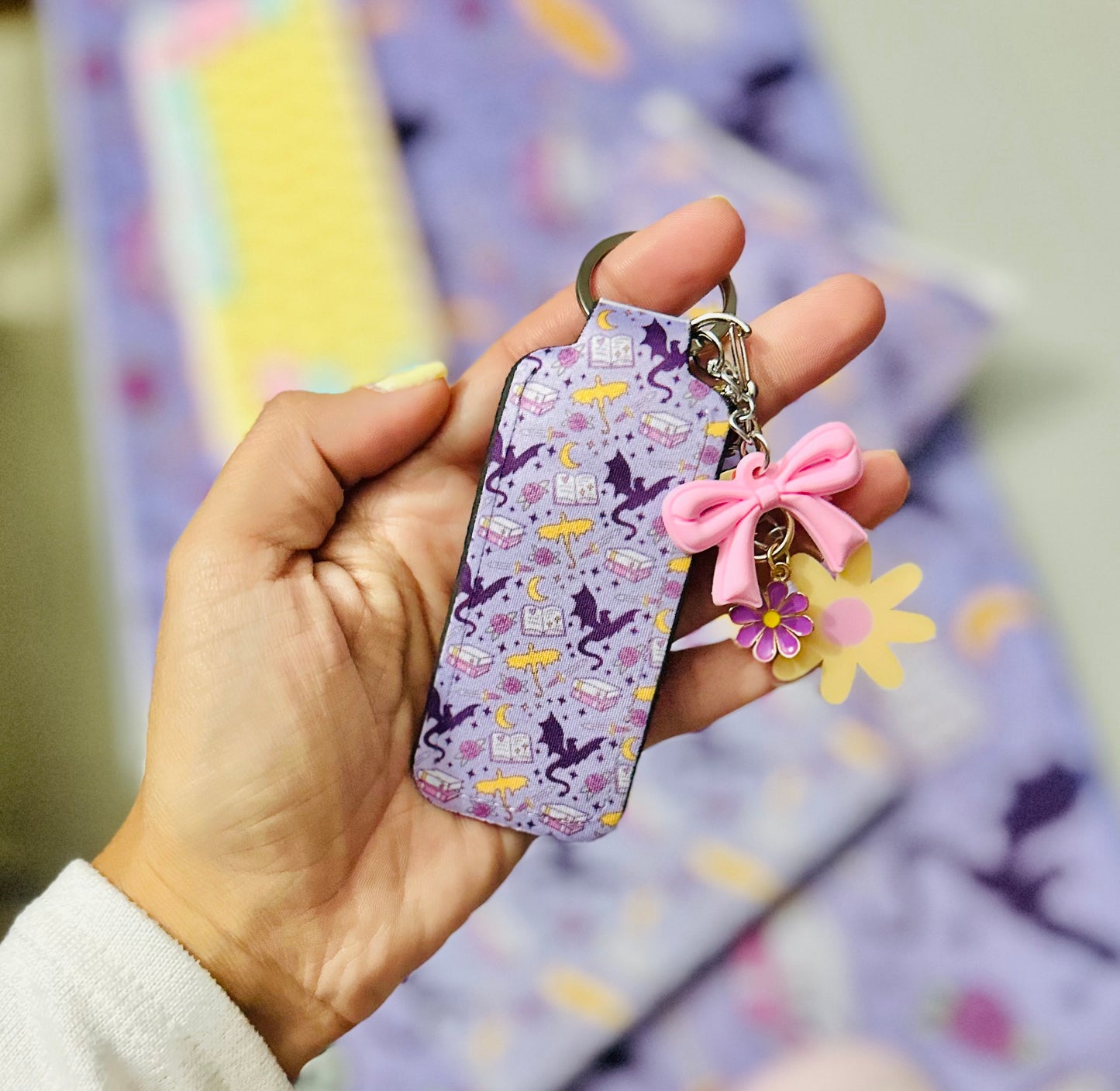 Cute Keychain Lip Balm Holder | Includes Free Lip Balm & Mystery Charms | Personalization Option Available