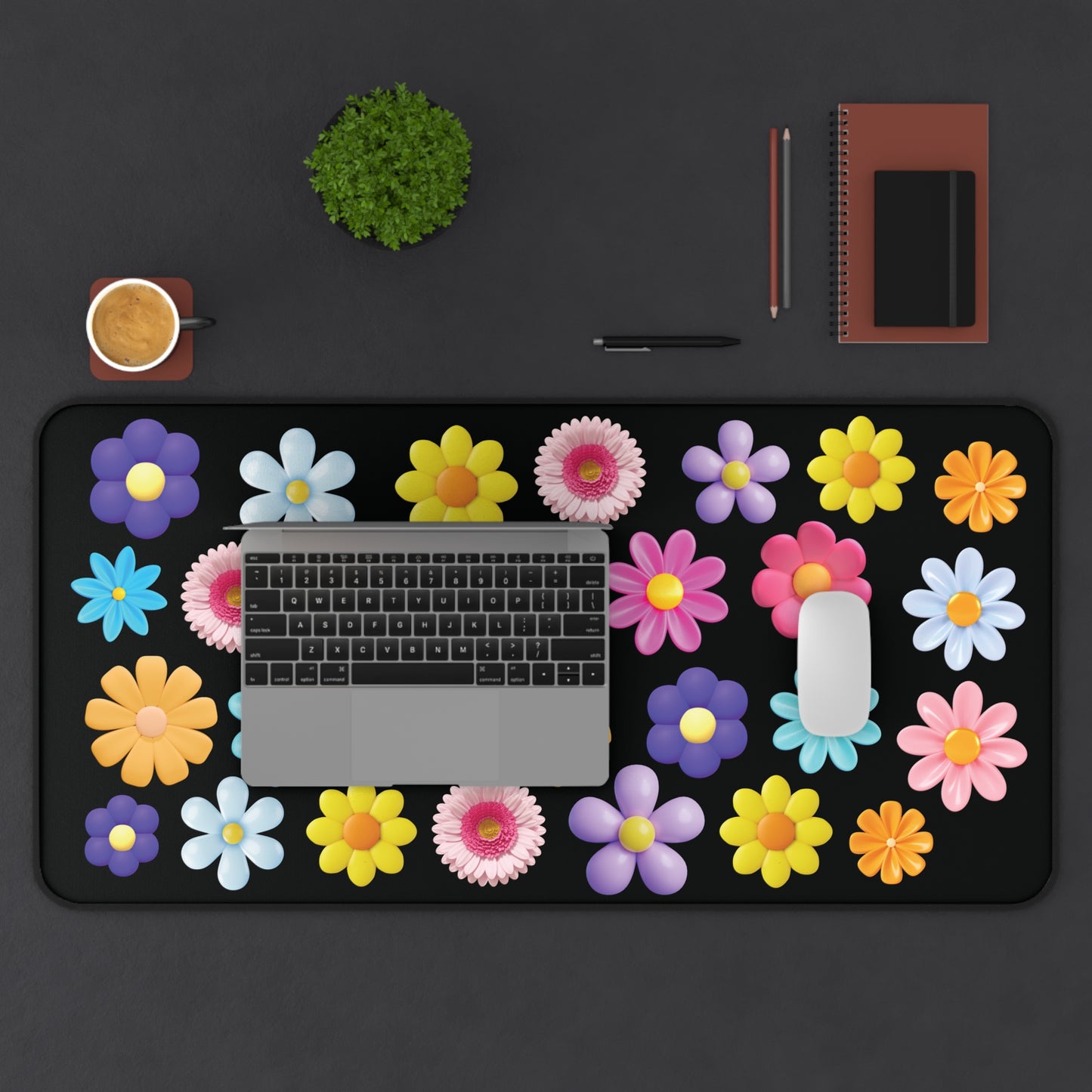 3D Floral Daisies Desk Mat | Cute Desk Pad