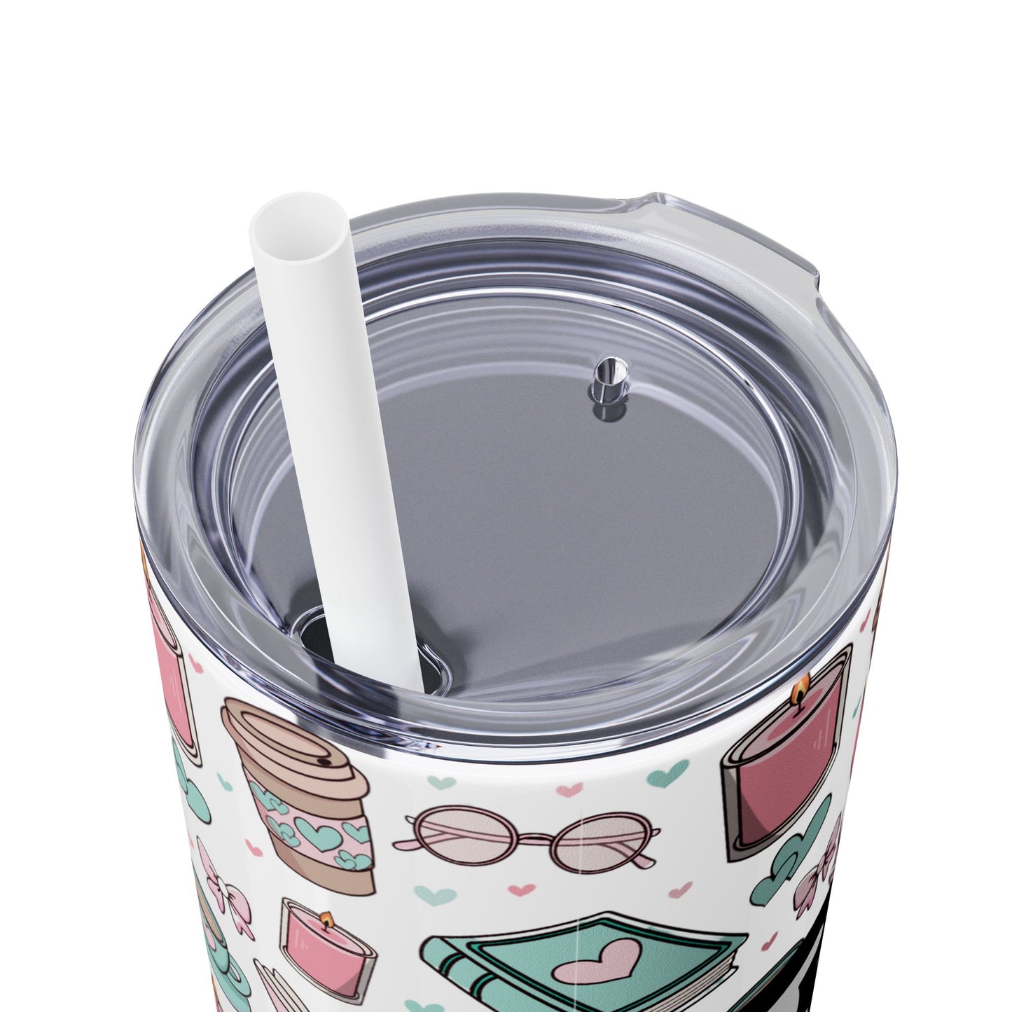 Personalized Cute Girly Skinny Tumbler with Straw, 20oz
