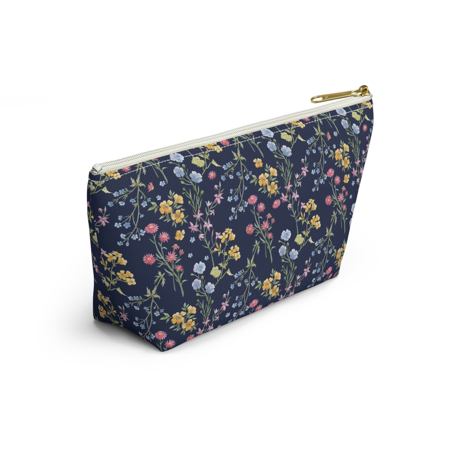 Personalized Navy Blue Floral Pouch | Floral Accesories Bag